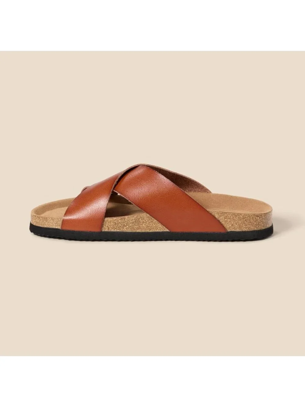 Men's Tan Faux Leather Imported Crossover Sandals Casual